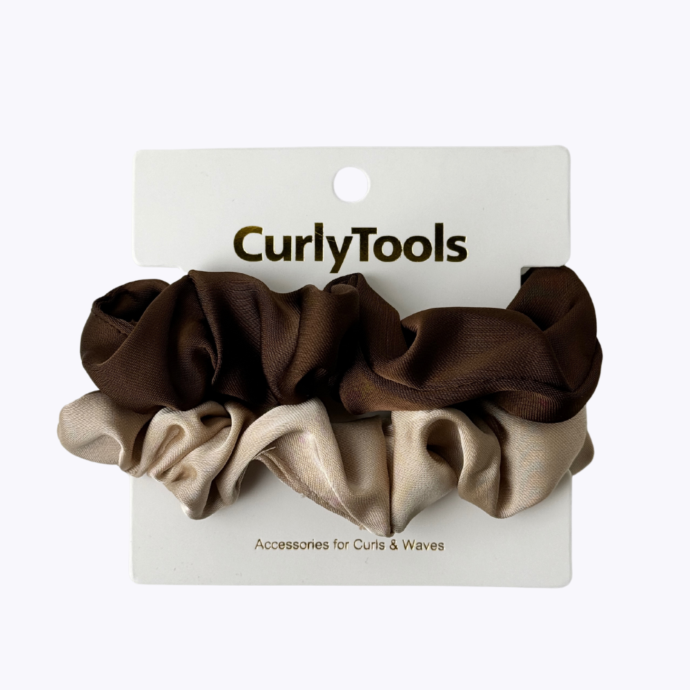 Bruin Beige Satijnen Scrunchies