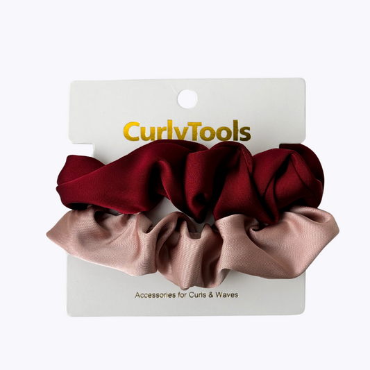 Bordeaux & Roze Satijnen Scrunchies