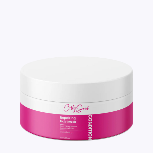 Curly Secret Repairing Hair Maskv voorzijde in verpakking, nieuwste verpakking sinds 2024