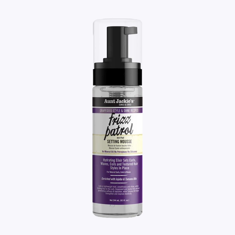 Aunt Jackie's Grapeseed Frizz Patrol Settign Mousse voorzijde